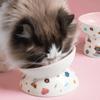 Ceramic Pet High Foot Bowl Anti Tipping Dog Food Feeding Basin Multi-use Cat Bowl  Neck Protection