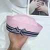 Flip Brim Bow Sailor Caps Japanese Y2k Berets Fashion Women's Navy Hat  Spring Summer