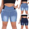 Women's Size Shorts Bermuda Jean Shorts Plus with Pockets Butt Lifting