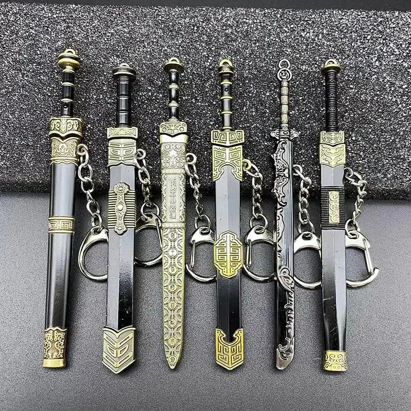 Katana Sword Pendant Keychain Mini cutlery Model with Sheath Toy Knife Metal Anime Key Ring Ornament Purse Charm Accessories