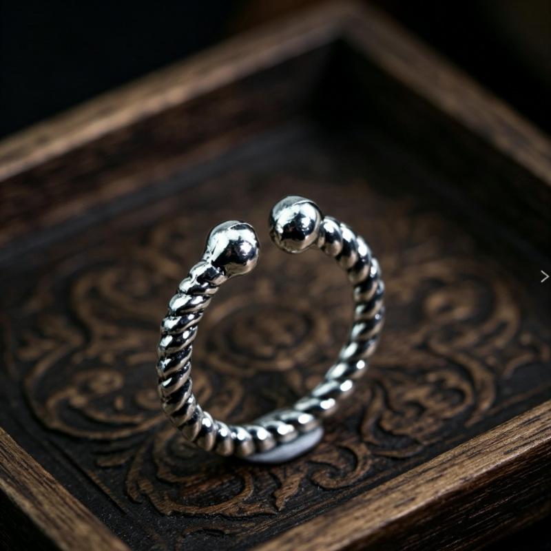 European & American Fashion Retro Smile Face Multi-layer Open Silver Ring - Trendy Korean Punk Simple Design for Women