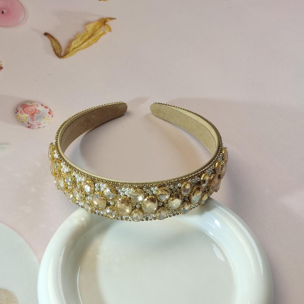 High-End Rhinestone Pearl Wide Headband – Versatile Korean Style for Women