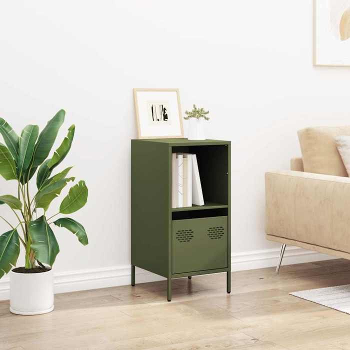 VidaXL Buffet vert olive 35x39x73,5 cm acier laminé à froid, meuble de rangement, meuble de rangement de cuisine, meuble de 851356