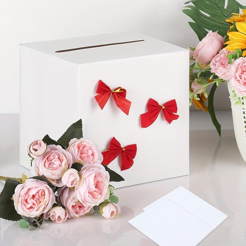 WTEMPO White Weddings Cards Boxes Festive Party Gift Boxes with Cards Writable and Graffiable DIY Foldable Universal Vote Boxes