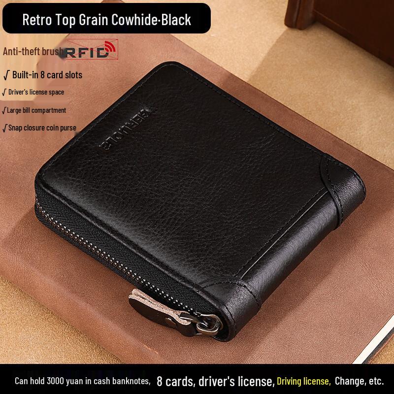 GERUOLA Men s Genuine Leather RFID Zipper Wallet