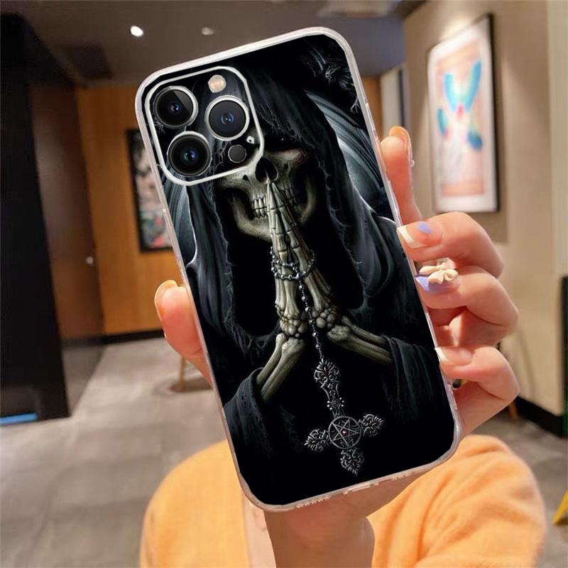 Phone Case For Iphone 17 Pro Max Air 16 15 14 13 Pro Max 15 16 Pro 15Plus Grim Reaper Skull Skeleton
