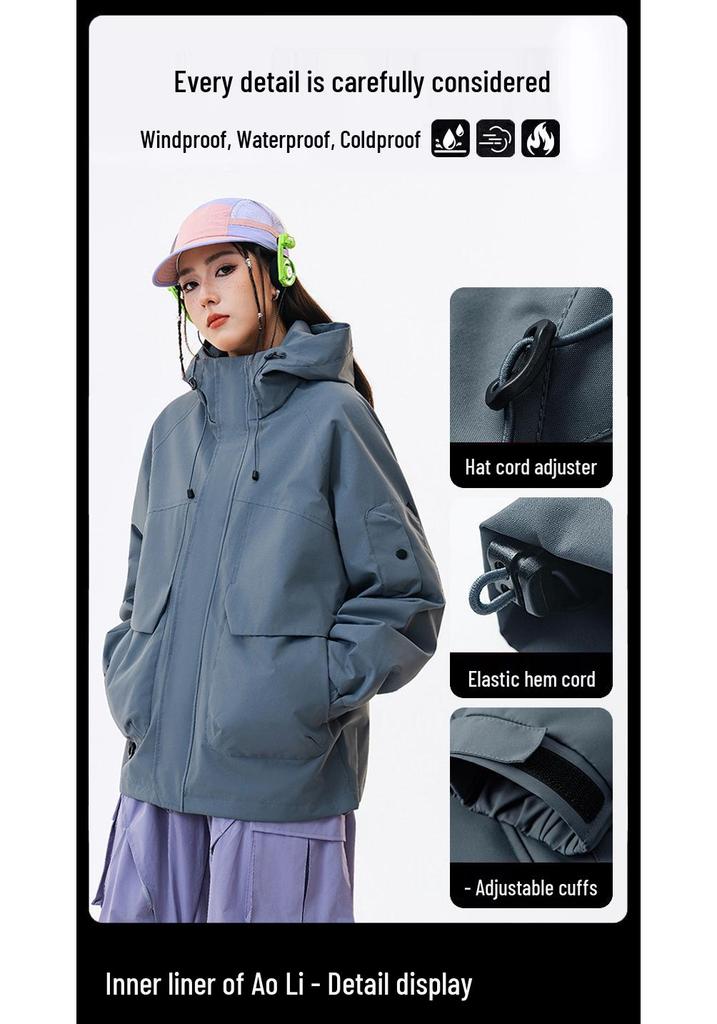 Unisex 3-in-1 Soft Shell Trekking Jacket – Warm, Windproof, Waterproof for Autumn/Winter
