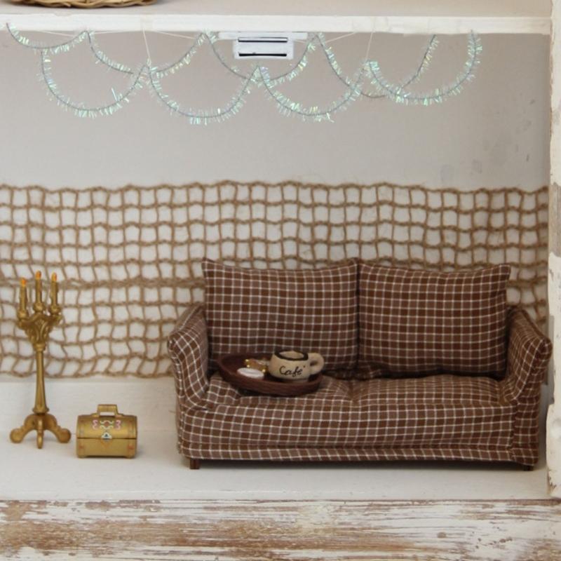 Smooth cotton Tiny Sofa Model For 1 12 Model house Displays Detachable For Realistic Home Trim