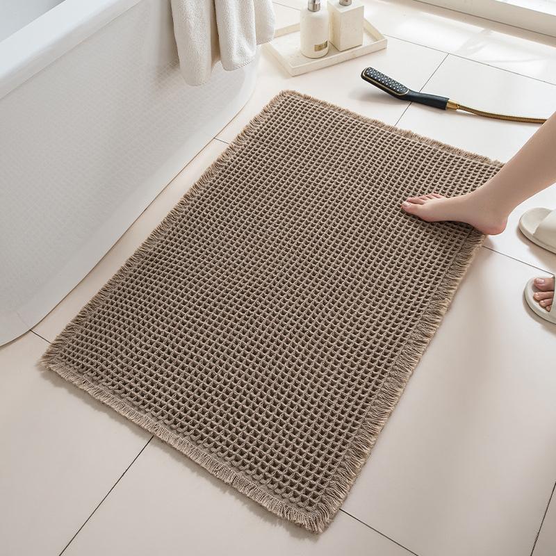 Bathroom Absorbent Carpet Waffle Non-Slip Bath Mat Soft Doormat Toilet Absorbent Beside Bathtub Wash Basin Machine-Washable Rug