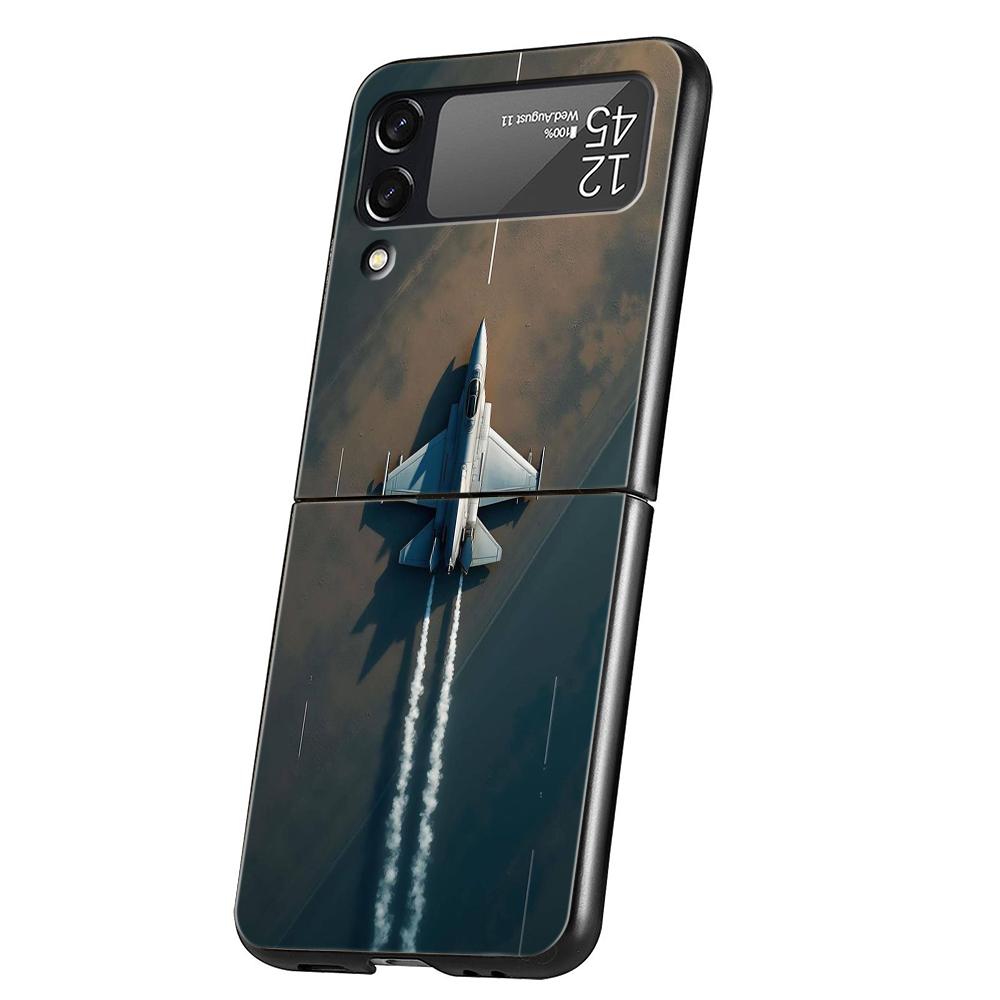 Aircraft Airplane cool Phone Case For Samsung Galaxy Z Flip 3 4 5 6 7 Hard Folding PC For Samsung Z Flip3 Flip4 Flip5 Cover