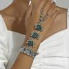 Braccialetto da Dito Boemo Stile Indiano Turchese Minimalista Anello Bracciale Argento Pendente Nappa Vintage Eccessivo Catena da Mano