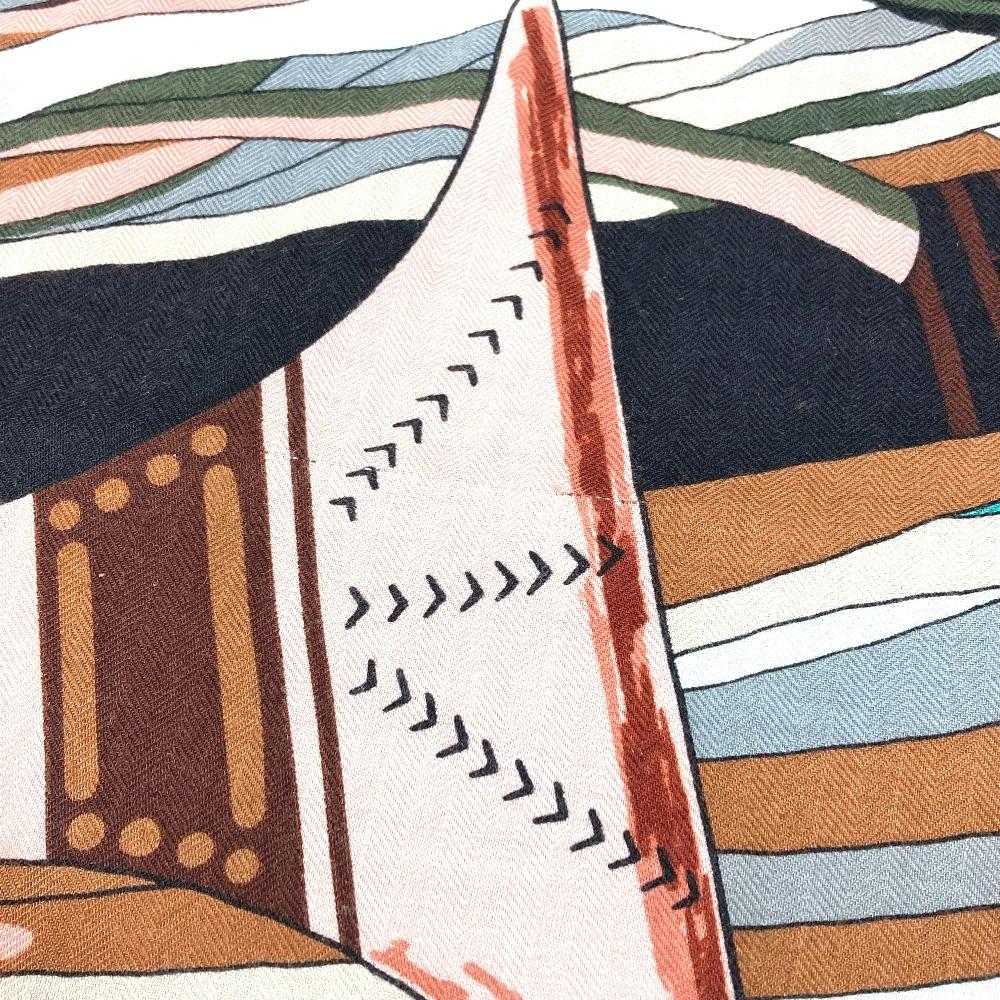 HERMES Calle Jean 140 Large Shawl Stole Scarf Cashmere / silk Black/Multicolore