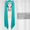 Perucă Sintetică Verde Cosplay Perucă Verde Teal Perucă cu Coadă Dublă Perucă Lungă Verde cu Breton Perucă Dreaptă Perucă Kawaii Perucă Miku