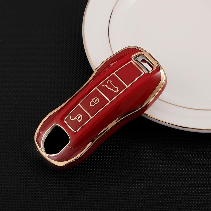 

Новый однотонный АБС для Porsche Panamera Macan 718 Taycan 911 Cayman Boxster 971 Чехол для пульта смарт-ключа автомобиля Автоаксессуары красный