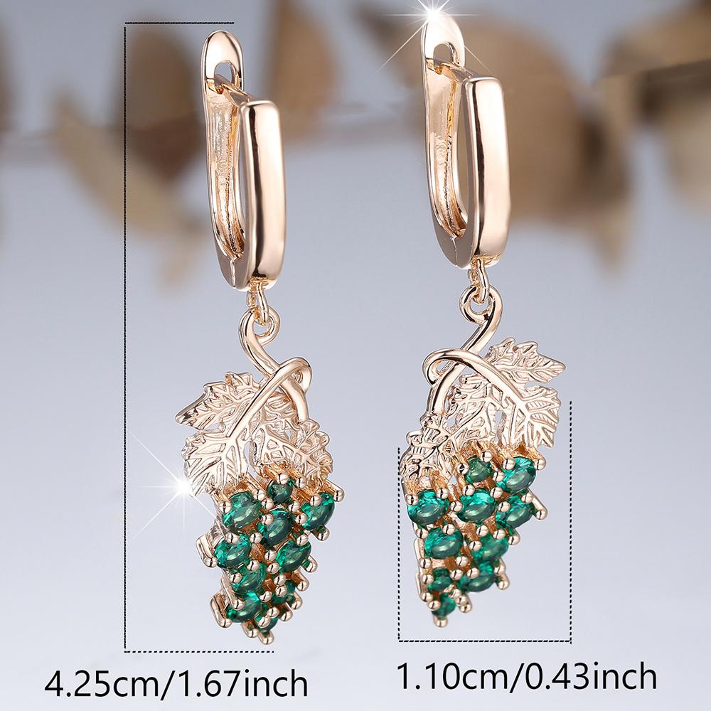 Charm Female Green Crystal Zircon Stone Grape Hoop Earrings Gold Color Simple Wedding Jewelry For Women