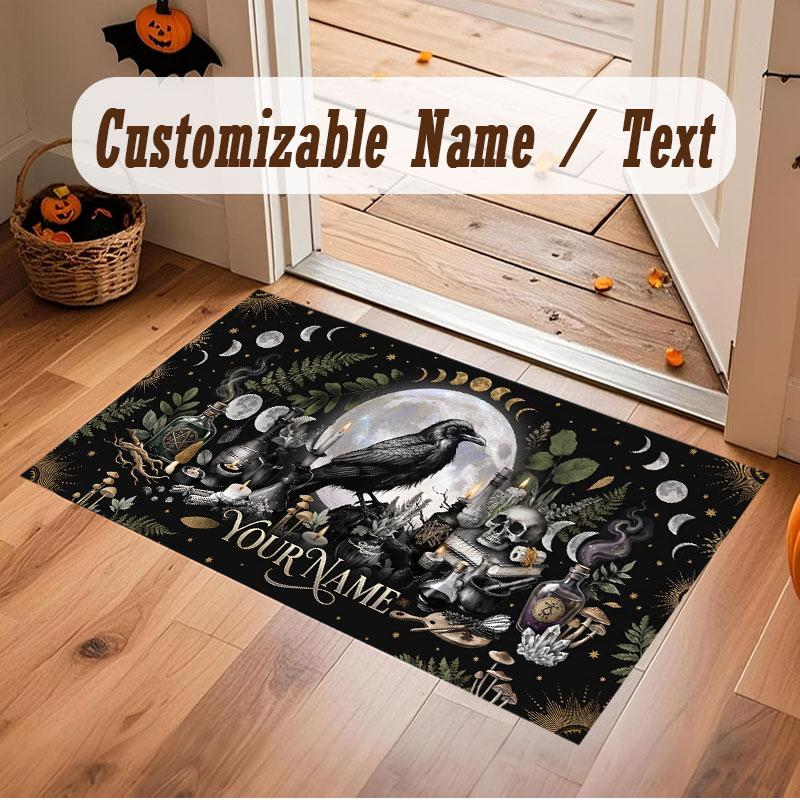 Fantasy Magic Theme Crystal Velvet Floor Rug Personalized Custom Name Text Warm Carpet Home Decoration