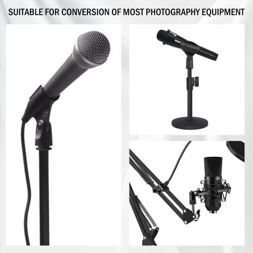 TORMEN 2-Piece Microphone Stand Adapter Screw Adapter Thread 1/4 Female to 5/8-27 Male, 3/8 Female to 5/8-27 Male Screw for Tripods, Microphone Stands