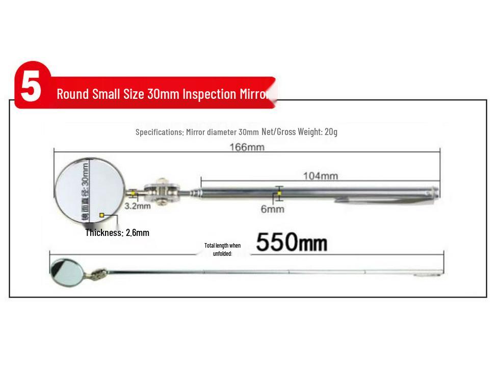 Universal Telescopic Undercarriage Inspection Mirror with Light for Car Repair