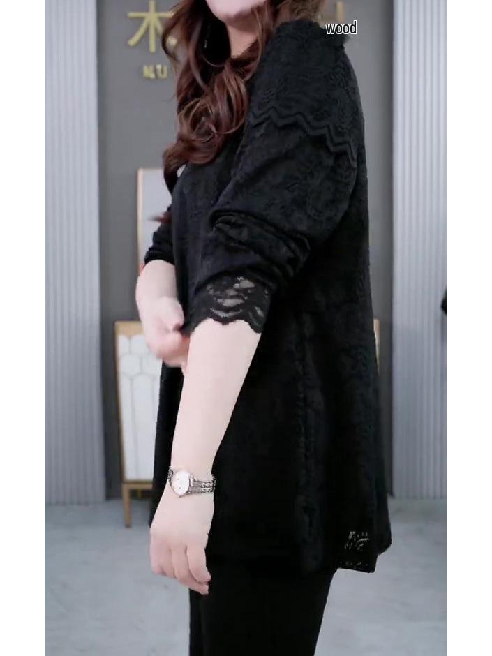 Spring 2025 European Style Lace Top for Middle-Aged Women - Plus Size Available