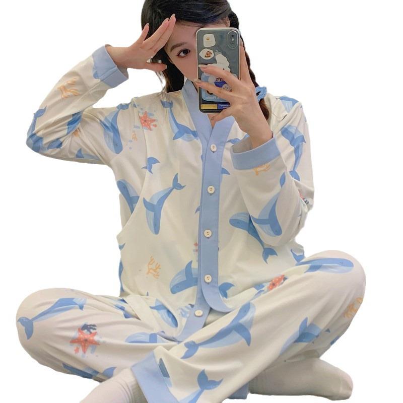 Adjustable Maternity Pajamas: Lightweight, Sweat-Absorbent Nursing Suit for Postpartum and Pregnancy Seasons