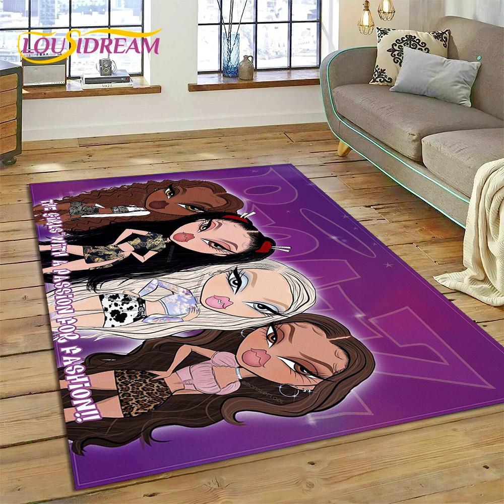 HD Cartoon Bratz Doll Cute Girls 3D Rug Carpet for Living Room Bedroom Home Decor,Floor Mat Non-slip Decoration for Sofa Doormat