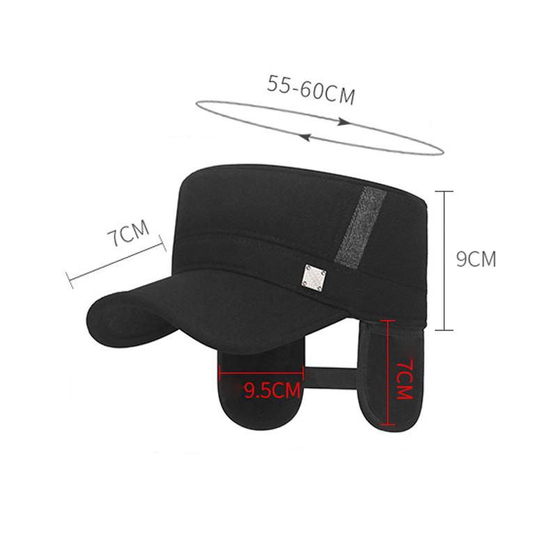 Men's Flat Top Hat Autumn Winter Velvet Thick Warm Ear Protection Cotton Hat Outdoor Cold-Proof Middle-Aged and Elderly Hat