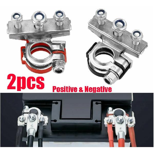 2 шт. Автомобильные клеммы аккумулятора Быстроразъемные зажимы Кабели 3-сторонние Положительные Отрицательные