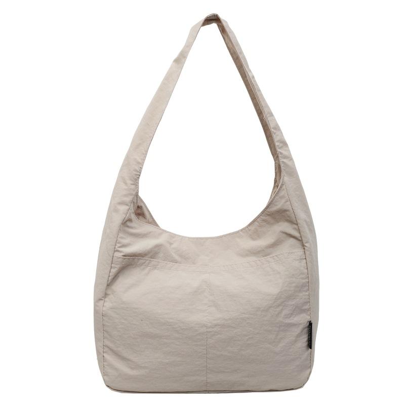 Japan and South Korea Solid Color Large-capacity Shoulder Bag 2025 Literature and Art Mori College Students In Class Lazy Wind Nylon Tote Bag Women