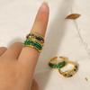 WILD & FREE Luxury Natural Stone Beads Stainless Steel Open Rings for Women Vintage Charm Elegant Chic Waterproof Jewelry Gift