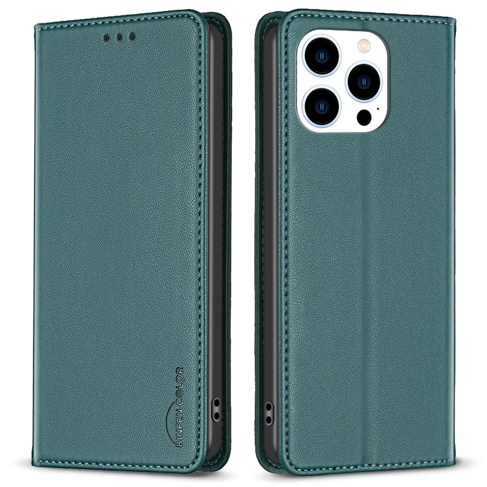 

BINFEN COLOR BF18 Чехол для iPhone 16 Pro с отделениями для карт, из искусственной кожи Green