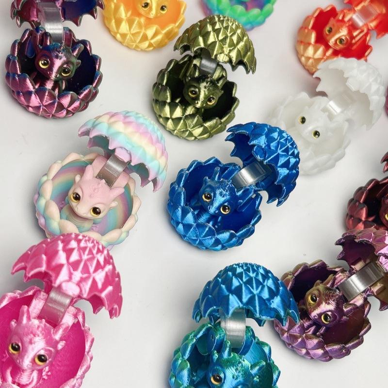 New 3D Printing Flip Cover Cute Little Dragon+Dragon Egg Set Simulation Dragon Egg Toy Model Desktop Ornament Kids Birthday Gift