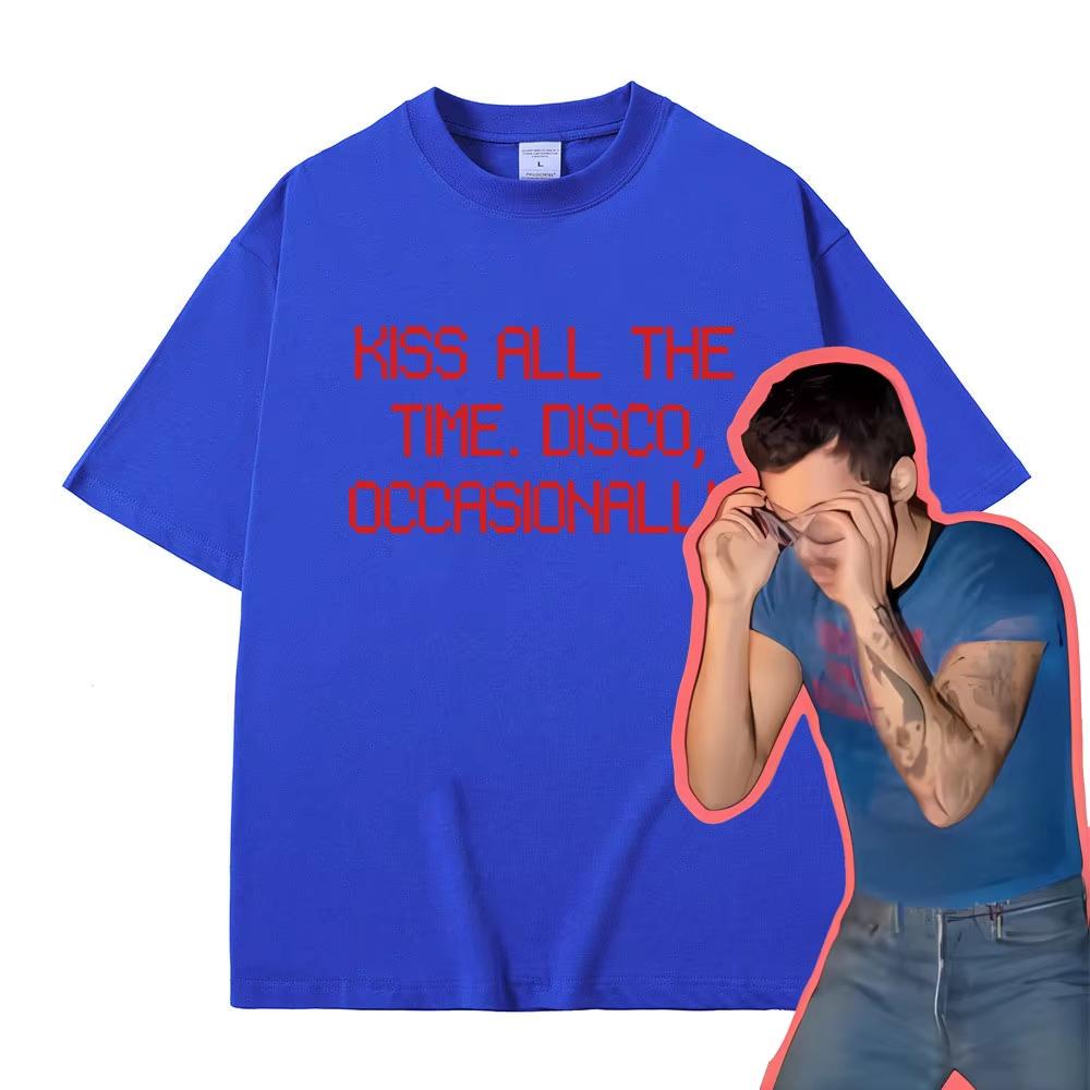 Kiss All The Time Disco Occasionally Same Style Printed T-shirt Men Women Oversized T Shirts Male Cotton T-shirts