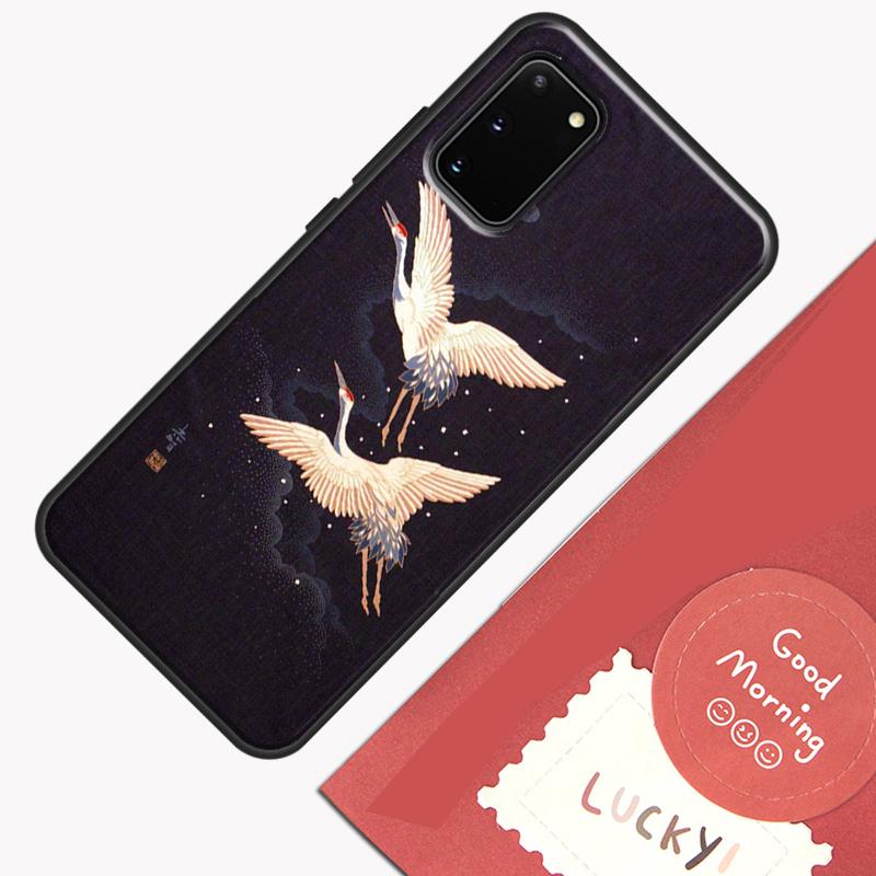Japanese Cranes Art Phone Case For Samsung Galaxy S24 S26 Ultra S20 S21 S22 S23 S25 Plus S10 S25 FE Cover Shell
