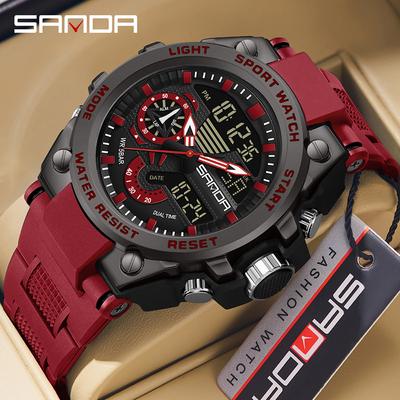 Luxury LED Dual Display Digital Quartz Watch for Men Shockproof Waterproof Sports Wristwatches Student Watch