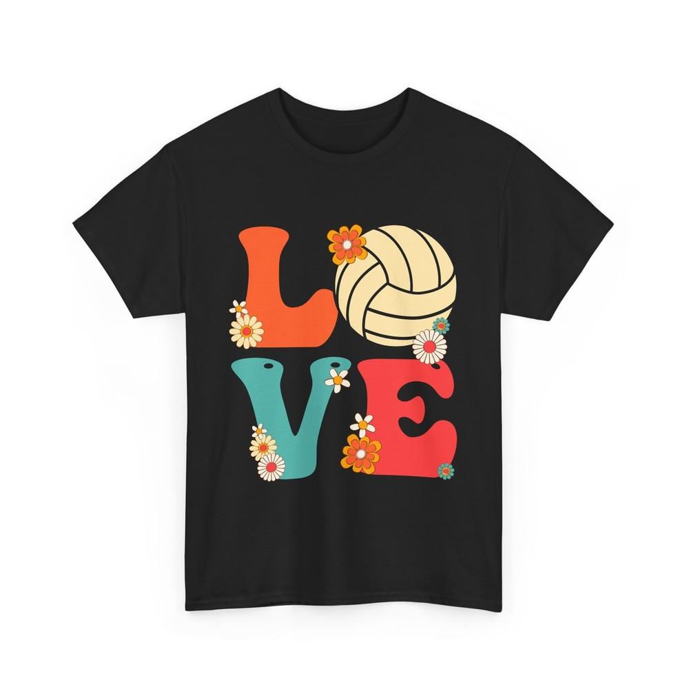 Volleyball Love Shirt, Sports Lovers Volleyball Floral Groovy Shirt