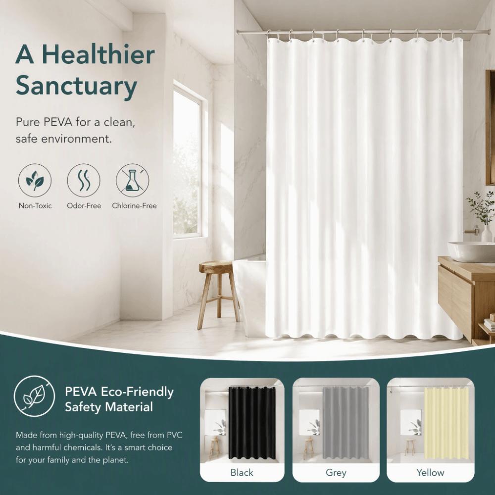 White Shower Curtain Solid Color Bath Curtain Lightweight Bathroom Curtain  Bathtub