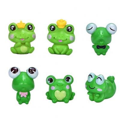 Set of 6 Miniature Fairy Garden Micro Mini Dollhouse Bonsai Frog Resin Mini Statues Landscapes, Decor, Ornaments, Crafts,