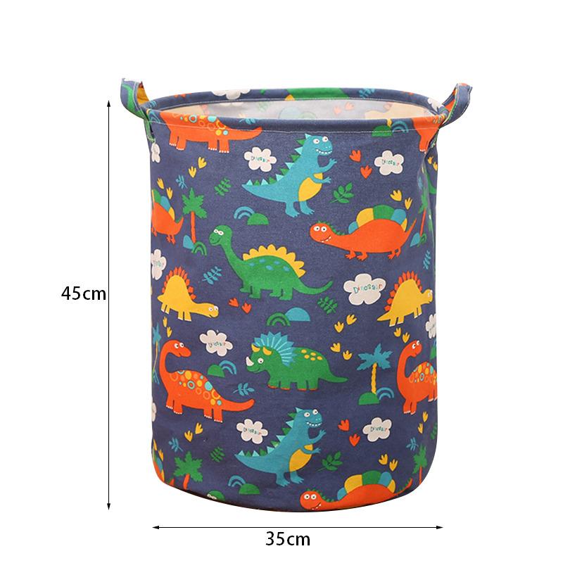 Cotton Linen Dirty Laundry Basket Foldable Round Waterproof Organizer Bucket Clothing Children Toy Large Capacity Storage Home