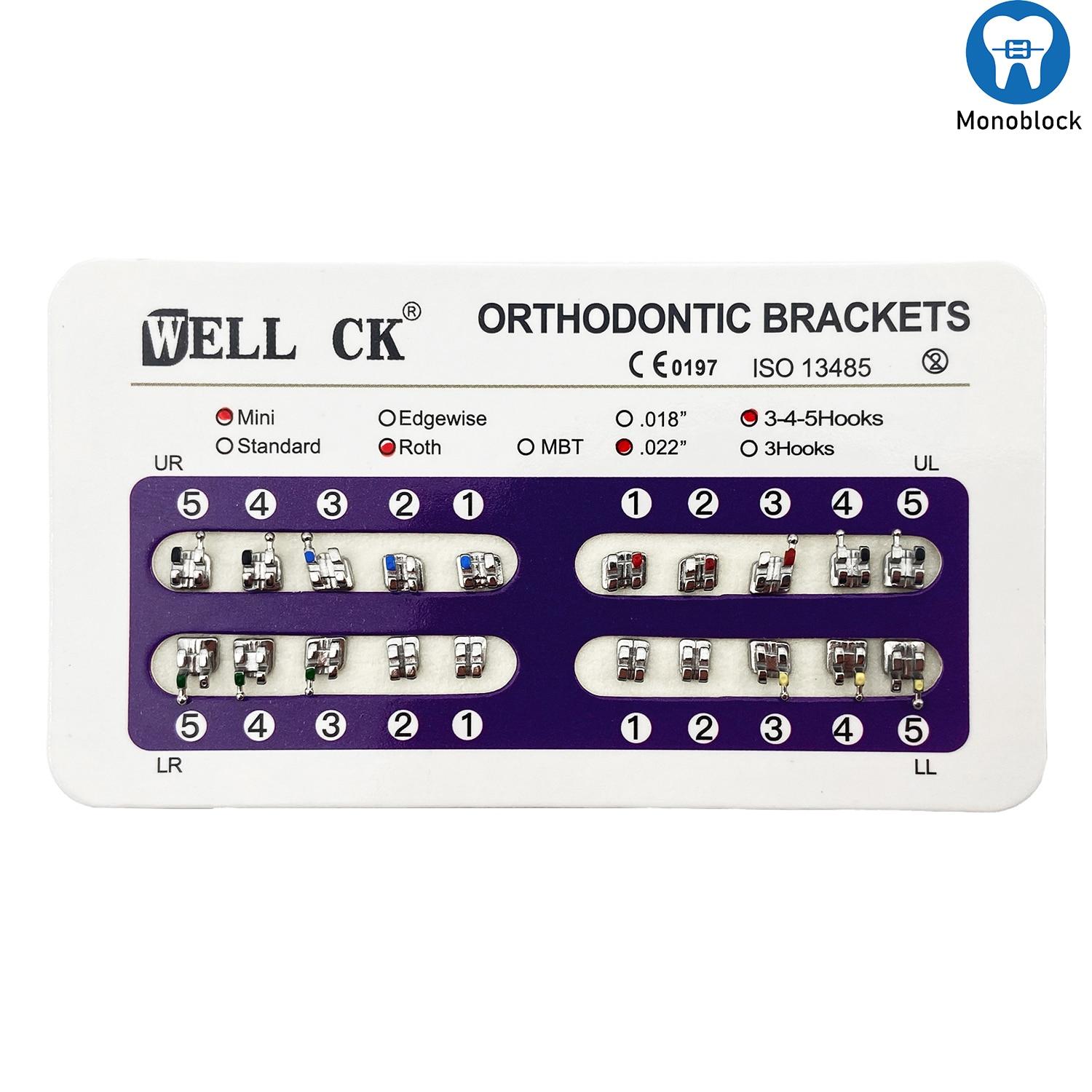 

10 упаковок стоматологических ортодонтических металлических брекетов, кронштейн Mini Roth/MBT/Edgewise Slot 0,022 0,018, крючки 3-4-5, кронштейн для стоматолога Roth 022 Hooks 345