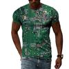 Summer Round Neck 3D Circuit Board Print T-shirts Fashionable Casual Short Sleeved Men's T-shirts