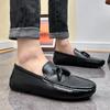 Retro Öl Oberteil Lässige Lederschuhe Retro Herren Slipper Slipper Formelle Mokassins Weiches Leder Fahrschuhe Leichte Bootsschuhe