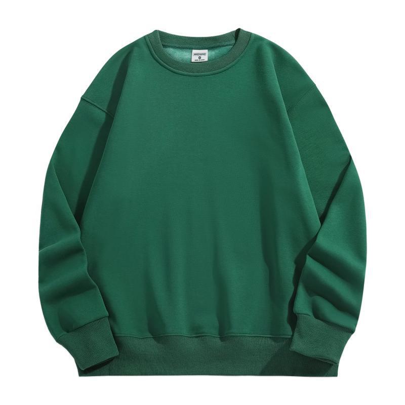 Men's Heavyweight Velvet Crewneck Sweatshirt - Thick Lambswool-Style, Loose Fit, Solid Color, Unisex, 500g.
