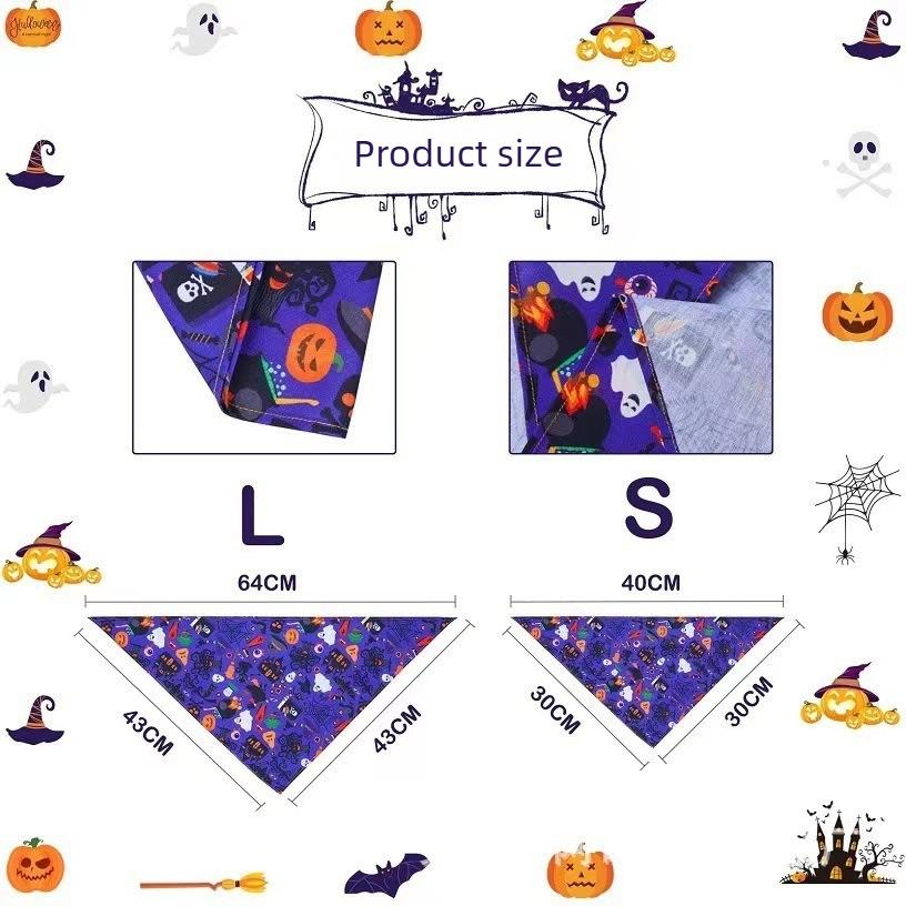 Halloween Pet Bandana Bib Polyester Triangle Scarf for Cats Dogs Fashion Accessory Holiday Costume Dress Up