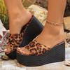 Sandalias de cuña con estampado de leopardo para mujer Suela gruesa Plataforma gruesa Chanclas Mujer Verano 43 Zapatos de playa