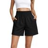 High Waist Elastic Waistband Casual Shorts for Women Loose Fit Cotton Summer Shorts with Pockets Lightweight Design