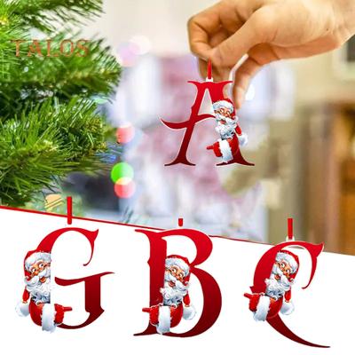 Vánoční ozdoby personalizované 26 písmen Jméno Slovo Strom Závěsné ozdoby Santa Monogram Abeceda Akrylový přívěsek pro ozdobu taštičky