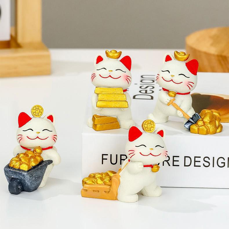 Lucky Cat Resin Mobile Holder - Cute Office Desktop Decoration Gift