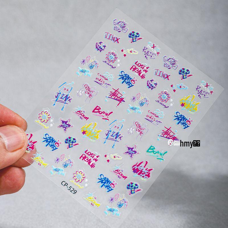 Cyansea 3D Embossed Nail Art Stickers: Cartoon League, Outer Space, Universe, Spaceship Designs. Graffiti Sticker CP-529