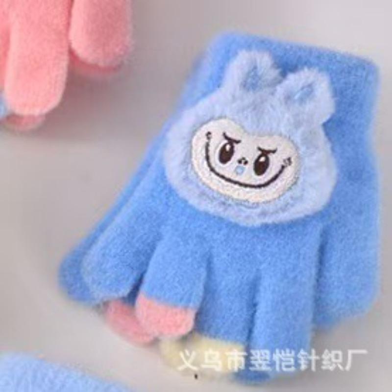 Autumn and Winter New Children's Cute Girls and Boys Gloves Full-finger Children's Five-finger Warm Thickened Gloves