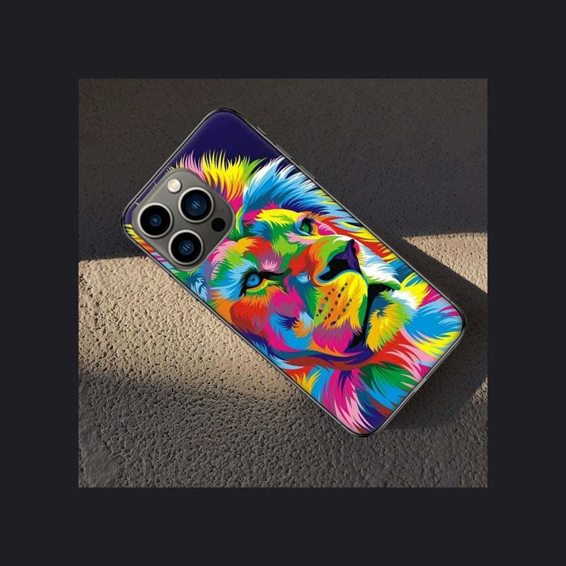 Bilder von farbigen Löwen-Telefonhüllen für Apple iPhone 15 13 12 11 14 Pro Max Mini Cover SE 2020 X XS XR 8 7 6 6S Plus 5 5S Shell Co